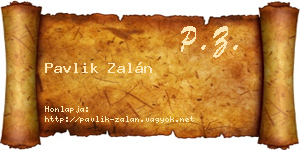 Pavlik Zalán névjegykártya